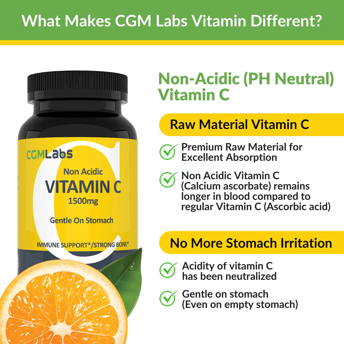 CGM Labs- Non Acidic Vitamin C 1500mg - 100 Count