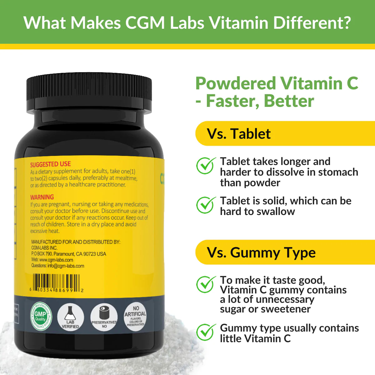 CGM Labs- Non Acidic Vitamin C 1500mg - 100 Count
