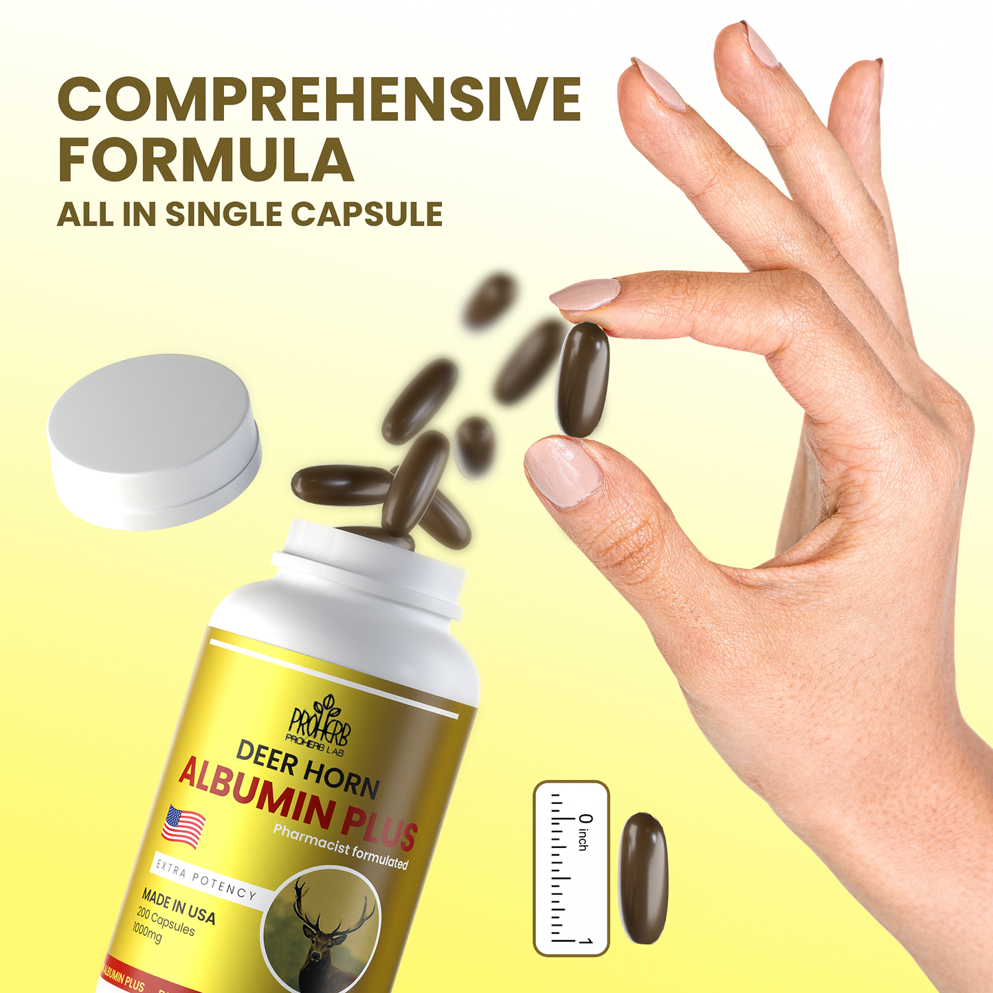 Pro Herb labs 녹용 알부민 플러스 Deer Horn Albumin Plus 1000 mg 200 캡슐