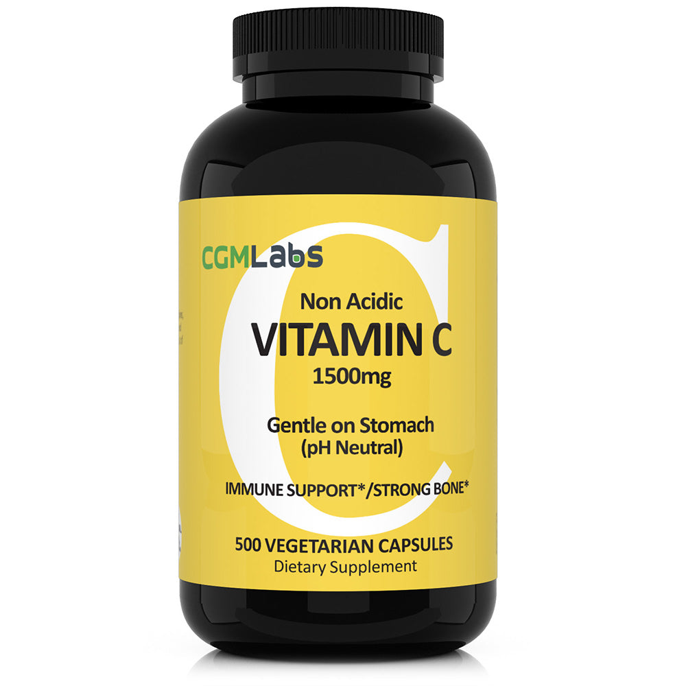 CGMLabs 속이 쓰리지 않은 저산성(중성) 비타민 C 1500mg 500식물성캡슐, 1개, 250회분