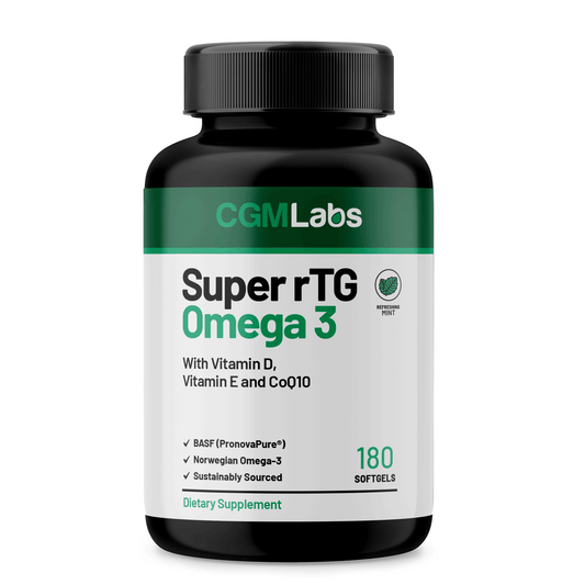 Super rTG Omega 3 - Norwegian Fish Oil with Vitamin D & E and CoQ10 - 180 Softgels