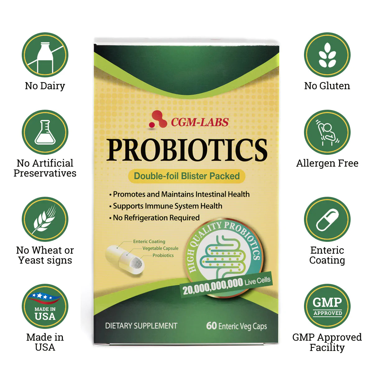 CGM Labs - Probiotics  프로바이오틱스 200억 유산균 60Count